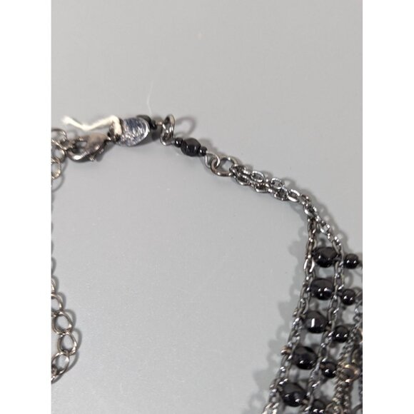 Lia Sophia Dark Magic Necklace Black Glass Bead Drape Chain Gothic Choker 17" - Picture 5 of 7